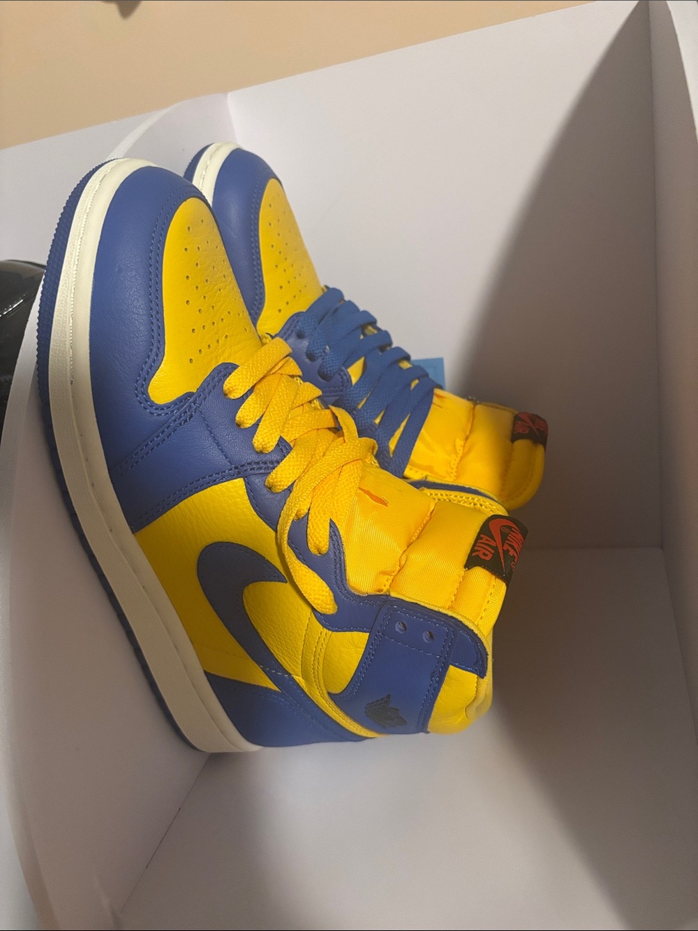 Nike High-Top Sneakers in Blue & Yellow - Picture 3 of 6
